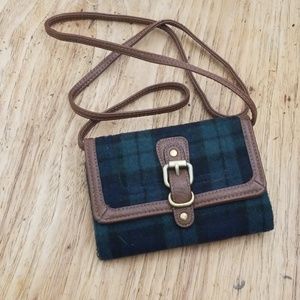 Plaid flannel cross body buckle purse